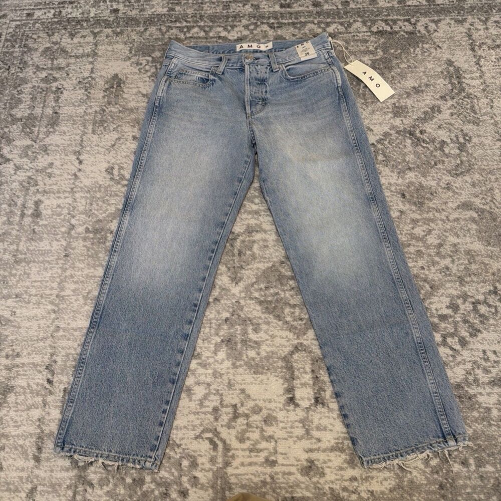 AMO Jeans 143 Mid Rise Straight Leg Crop Saltwater 26